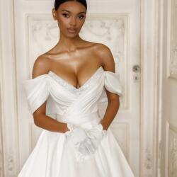 Primalicia Satin Princely Off The Shoulder Wedding Dress